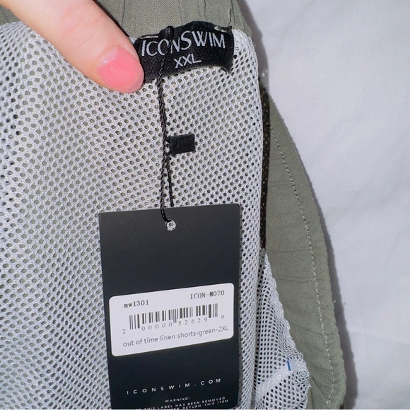 Icon Swim NWT Green Linen Mesh Liner Swim Trunks size XXL - Picture 3 of 4